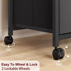 Mobile Filing Cabinet Fits Letter Size or A4, Fabric Vertical File Cabinet on Wheels, Home Office, Small Under Desk Storage Cabinet, Black