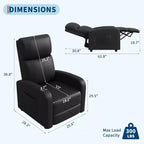 Recliner Chair for Adults,PU Leather Lazy Recliner Ergonomic Adjustable Single Sofa Enhanced with Side Pocket, Tall Back, Wide Arms Padded Seat