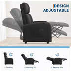 Recliner Chair for Adults,PU Leather Lazy Recliner Ergonomic Adjustable Single Sofa Enhanced with Side Pocket, Tall Back, Wide Arms Padded Seat