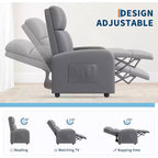 Recliner Chair for Adults,PU Leather Lazy Recliner Ergonomic Adjustable Single Sofa Enhanced with Side Pocket, Tall Back, Wide Arms Padded Seat