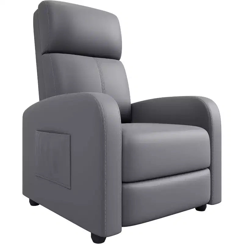 Recliner Chair for Adults,PU Leather Lazy Recliner Ergonomic Adjustable Single Sofa Enhanced with Side Pocket, Tall Back, Wide Arms Padded Seat