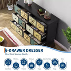 6-Drawer Wooden Dresser, Vintage-Inspired Storage Cabinet for Bedroom and Living Room
