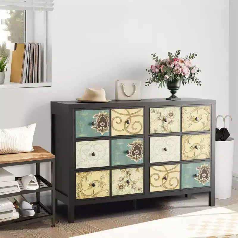 6-Drawer Wooden Dresser, Vintage-Inspired Storage Cabinet for Bedroom and Living Room
