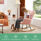 Teddy Upholstered Glider Rocker,Modern Chair with High Backrest,250lbs Capacity,Rocking Accent Chairs for Living Room,Nursery,Bedroom