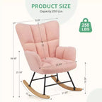 Teddy Upholstered Glider Rocker,Modern Chair with High Backrest,250lbs Capacity,Rocking Accent Chairs for Living Room,Nursery,Bedroom