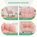 Teddy Upholstered Glider Rocker,Modern Chair with High Backrest,250lbs Capacity,Rocking Accent Chairs for Living Room,Nursery,Bedroom