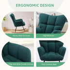 Teddy Upholstered Glider Rocker,Modern Chair with High Backrest,250lbs Capacity,Rocking Accent Chairs for Living Room,Nursery,Bedroom