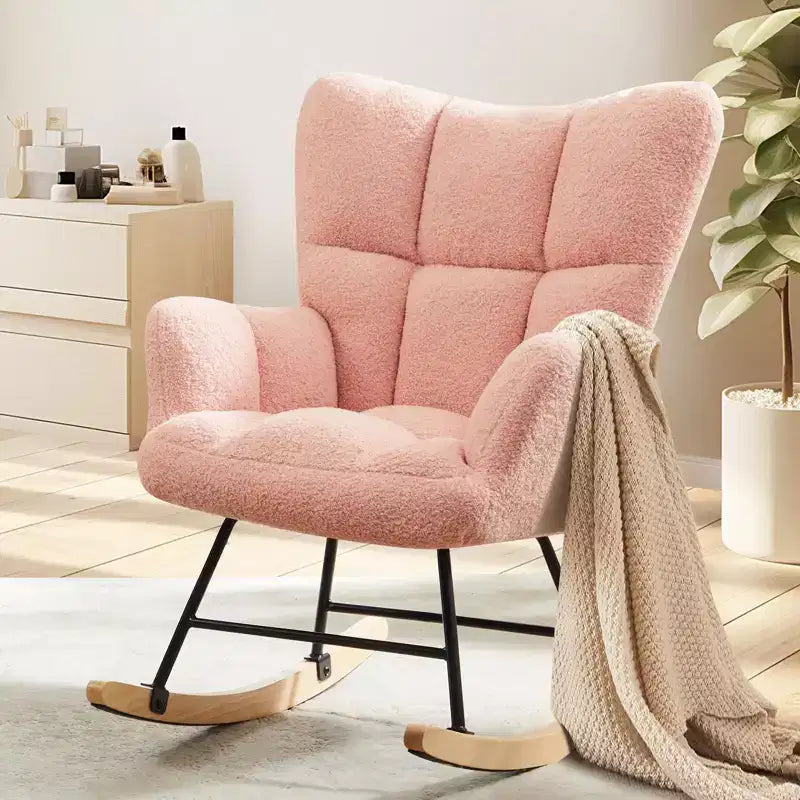 Teddy Upholstered Glider Rocker,Modern Chair with High Backrest,250lbs Capacity,Rocking Accent Chairs for Living Room,Nursery,Bedroom