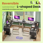 50 L-Shaped Computer Desk with Side Storage Bag,Corner Desks with CPU Stand& Metal Frame,Gaming Desk for Home Office Dorm Studying Room