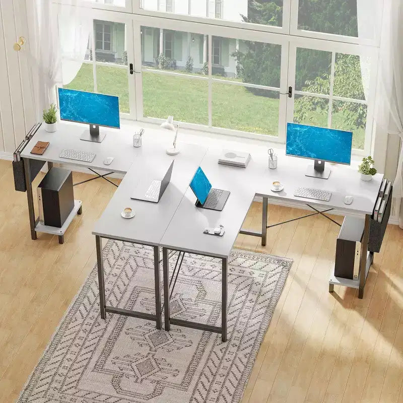 50 L-Shaped Computer Desk with Side Storage Bag,Corner Desks with CPU Stand& Metal Frame,Gaming Desk for Home Office Dorm Studying Room