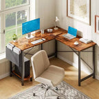 50 L-Shaped Computer Desk with Side Storage Bag,Corner Desks with CPU Stand& Metal Frame,Gaming Desk for Home Office Dorm Studying Room