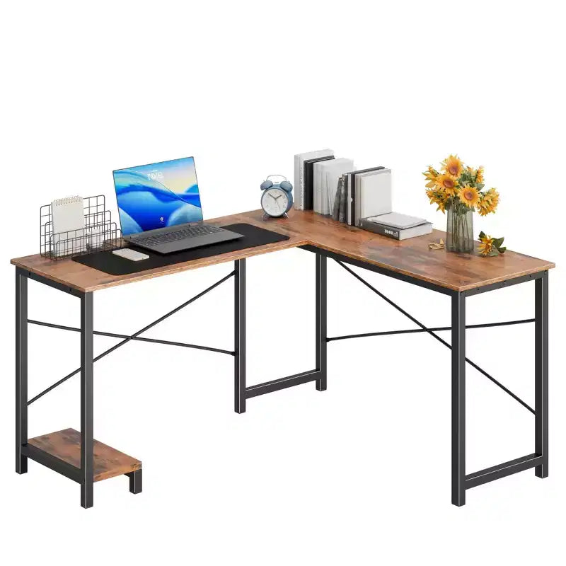50 L-Shaped Computer Desk with Side Storage Bag,Corner Desks with CPU Stand& Metal Frame,Gaming Desk for Home Office Dorm Studying Room