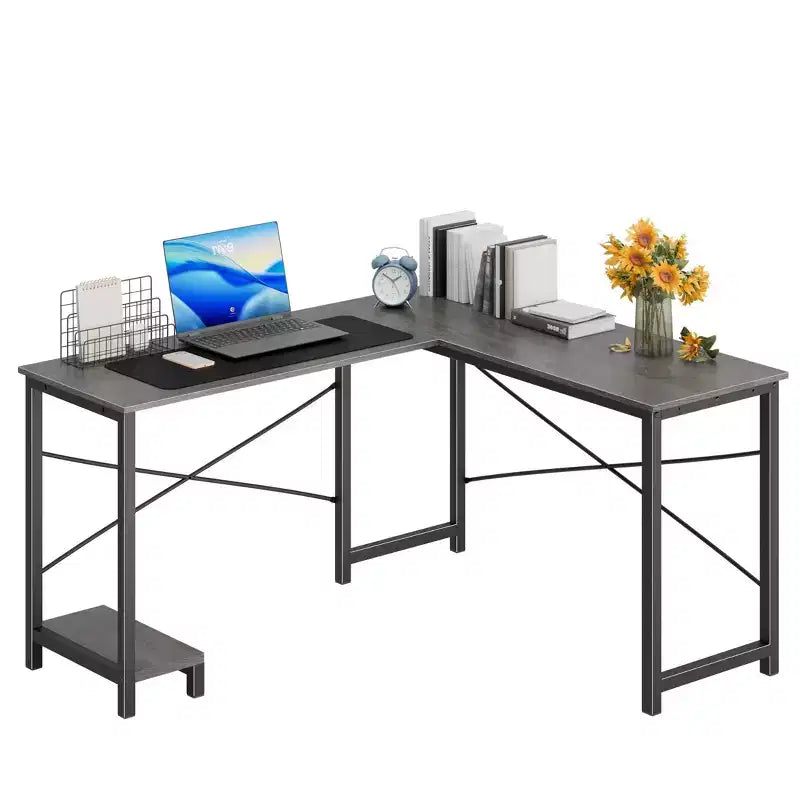 50 L-Shaped Computer Desk with Side Storage Bag,Corner Desks with CPU Stand& Metal Frame,Gaming Desk for Home Office Dorm Studying Room