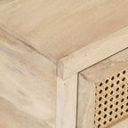 Coffee Table 35.4x19.7x14.6 Solid Mango Wood and Natural Cane
