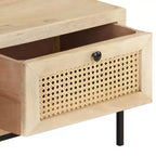 Coffee Table 35.4x19.7x14.6 Solid Mango Wood and Natural Cane