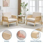 Upholstered Accent Chair Set of 2, Modern Lounge Armchairs with Wood Legs for Living Room and Patio