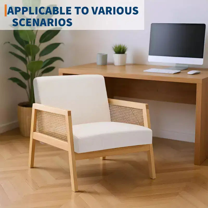 Upholstered Accent Chair Set of 2, Modern Lounge Armchairs with Wood Legs for Living Room and Patio