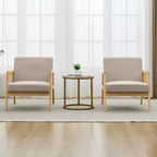 Upholstered Accent Chair Set of 2, Modern Lounge Armchairs with Wood Legs for Living Room and Patio