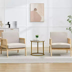 Upholstered Accent Chair Set of 2, Modern Lounge Armchairs with Wood Legs for Living Room and Patio