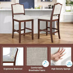 Counter Height Bar Stools Set of 2,Upholstered Bar Chair with Rubber Wood Frame & Footrest,Dining Chair for Kitchen Islands,Home Bars