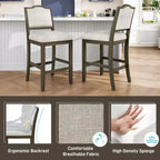 Counter Height Bar Stools Set of 2,Upholstered Bar Chair with Rubber Wood Frame & Footrest,Dining Chair for Kitchen Islands,Home Bars