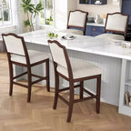 Counter Height Bar Stools Set of 2,Upholstered Bar Chair with Rubber Wood Frame & Footrest,Dining Chair for Kitchen Islands,Home Bars