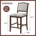 Counter Height Bar Stools Set of 2,Upholstered Bar Chair with Rubber Wood Frame & Footrest,Dining Chair for Kitchen Islands,Home Bars
