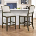 Counter Height Bar Stools Set of 2,Upholstered Bar Chair with Rubber Wood Frame & Footrest,Dining Chair for Kitchen Islands,Home Bars
