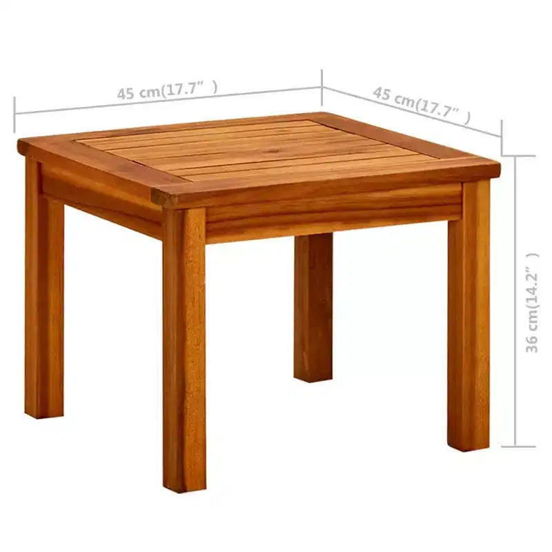Coffee Table Natural Wood Solid Acacia Wood - 17.7 x 17.7 x 14.2