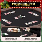 8-Player Octagon Poker Table Foldable Brown Casino Table with Cup Holders for Texas Holdem & Blackjack (Professional Home Game Equipment)