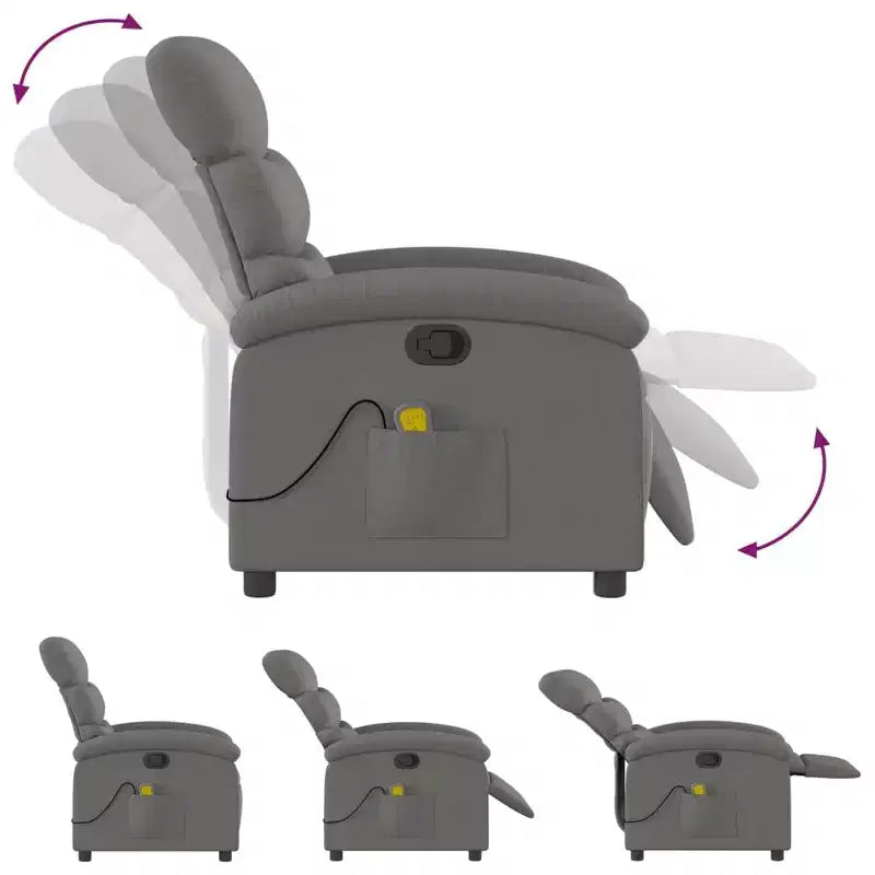 Massage Recliner Chair - Light Gray Manual Push Back