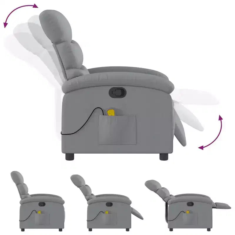 Massage Recliner Chair - Light Gray Manual Push Back