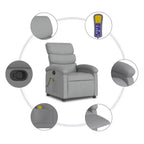 Massage Recliner Chair - Light Gray Manual Push Back