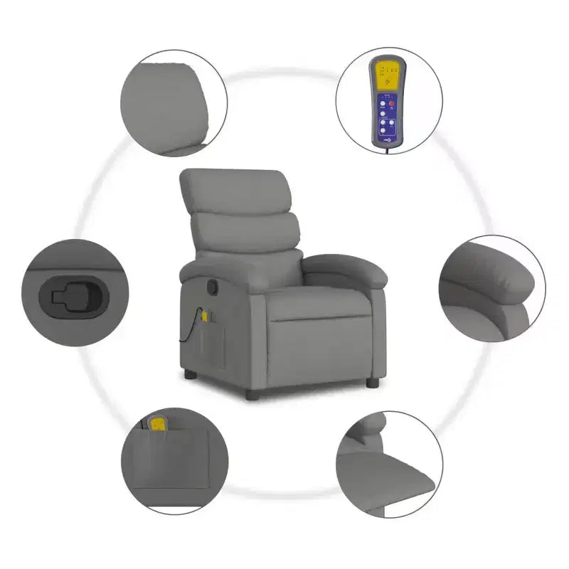 Massage Recliner Chair - Light Gray Manual Push Back