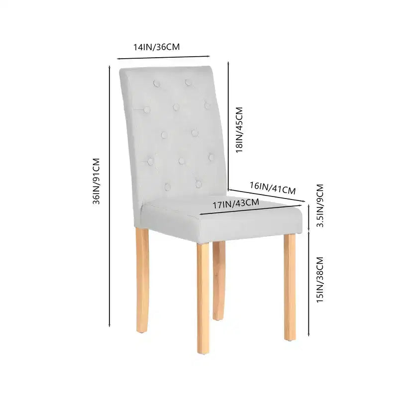 Set of 4 Upholstered Dining Chairs with Button-Tufted Back, Soft Foam Seat & Solid Wood Legs for Kitchen, Dining Room & Home