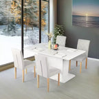 Set of 4 Upholstered Dining Chairs with Button-Tufted Back, Soft Foam Seat & Solid Wood Legs for Kitchen, Dining Room & Home
