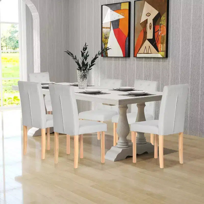Set of 4 Upholstered Dining Chairs with Button-Tufted Back, Soft Foam Seat & Solid Wood Legs for Kitchen, Dining Room & Home