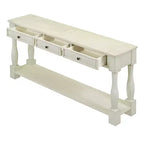 Mediterranean Style Rectangle Wood Long Console Table with Drawers and Shelf