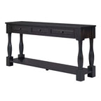 Mediterranean Style Rectangle Wood Long Console Table with Drawers and Shelf