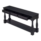 Mediterranean Style Rectangle Wood Long Console Table with Drawers and Shelf