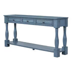 Mediterranean Style Rectangle Wood Long Console Table with Drawers and Shelf