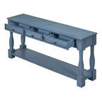 Mediterranean Style Rectangle Wood Long Console Table with Drawers and Shelf