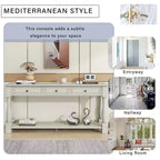 Mediterranean Style Rectangle Wood Long Console Table with Drawers and Shelf