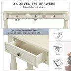 Mediterranean Style Rectangle Wood Long Console Table with Drawers and Shelf