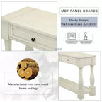 Mediterranean Style Rectangle Wood Long Console Table with Drawers and Shelf
