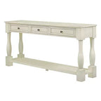 Mediterranean Style Rectangle Wood Long Console Table with Drawers and Shelf