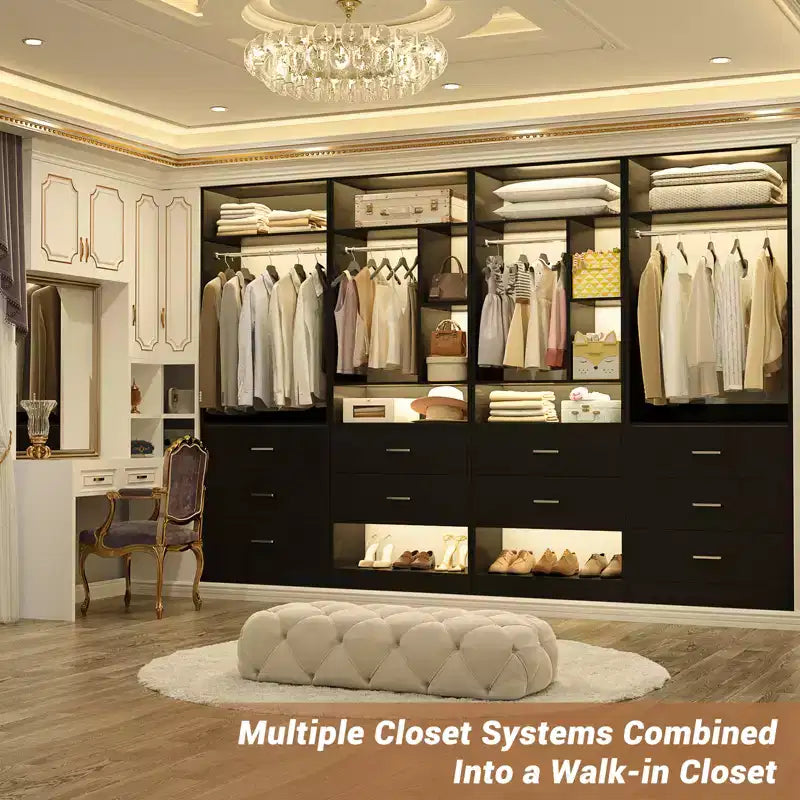 48 Closet System with 5 Wood Drawers
