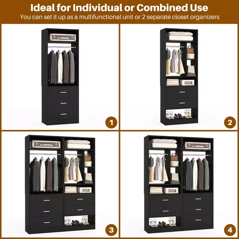 48 Closet System with 5 Wood Drawers