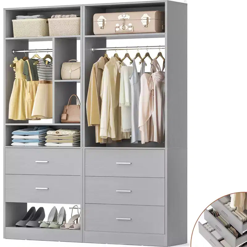48 Closet System with 5 Wood Drawers