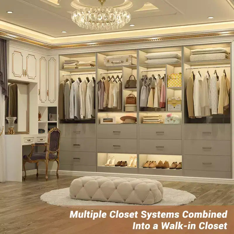 48 Closet System with 5 Wood Drawers